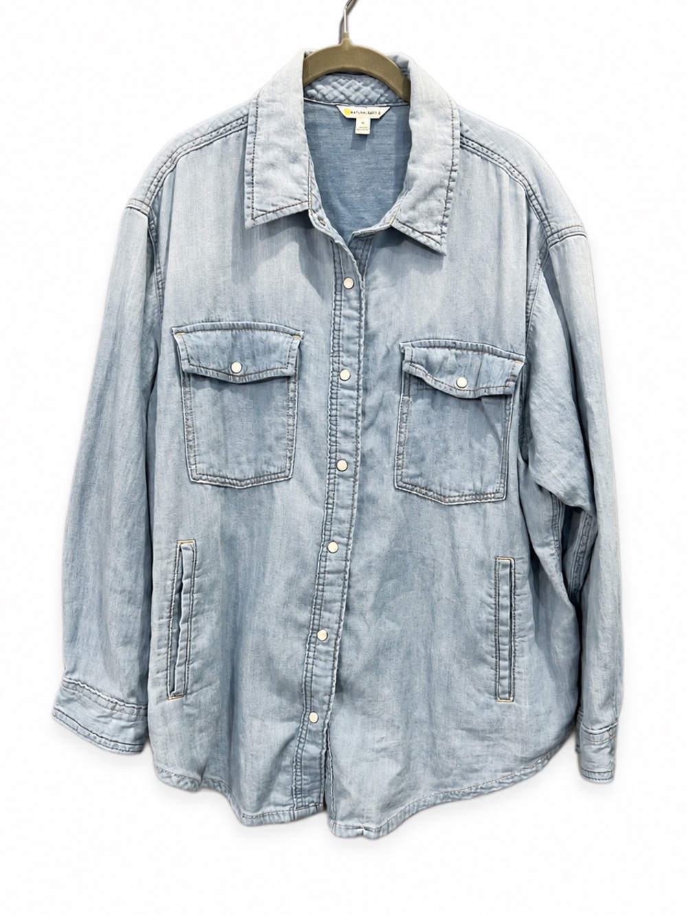 Nautica Jeans Company Women’s XL Light Wash Denim Shacket Oversized Shirt Jacket
